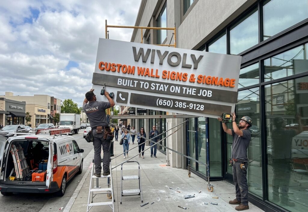 Custom wall sign fabricated and installed by WIYOLY in San Carlos